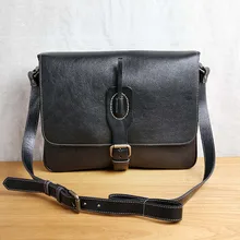 AETOO Handmade leather men's bag flip shoulder bag retro vegetable tanned leather Messenger bag cross section casual tide