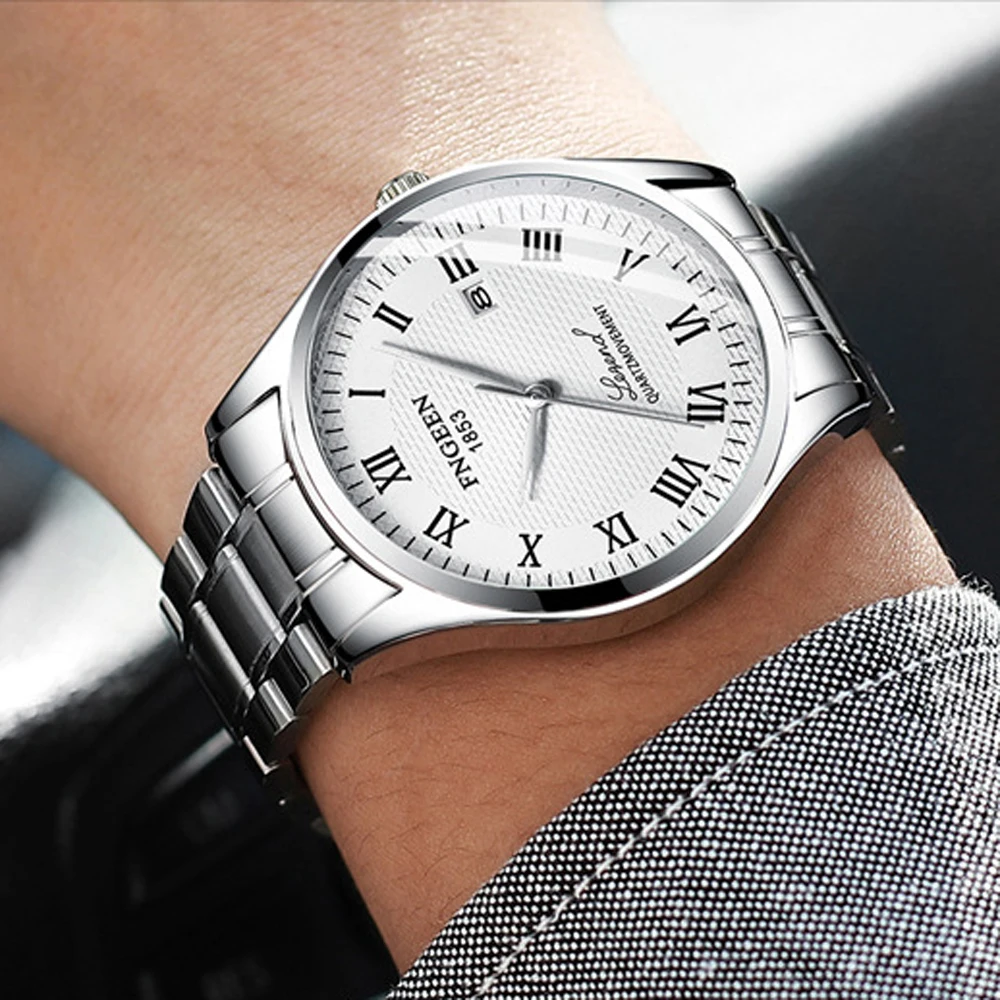  2019 Men's Watch Reloj Hombre Black Steel Waterproof Military Watch Man Hour Date Male Clock Erkek 