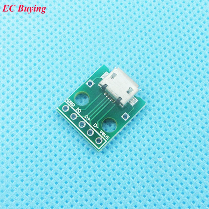 

10pcs MICRO USB to DIP Adapter 5pin female connector B type pcb converter