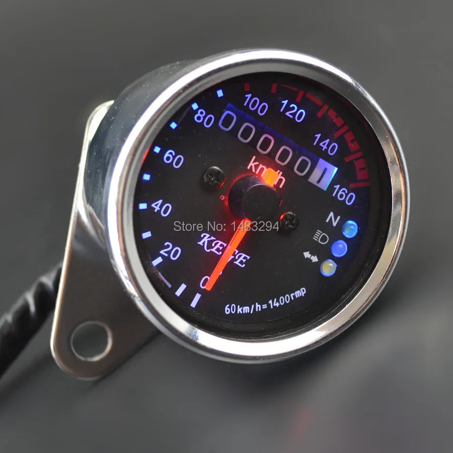 Black Surface Universal Motorcycle Dual Odometer KM/H Speedometer Gauge