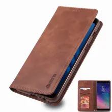 Откидной Магнитный чехол для Samsung Galaxy A6, чехол для Samsung A6 Plus, кожаный чехол-кошелек с отделениями для карт, Роскошный Ретро складной чехол для телефона