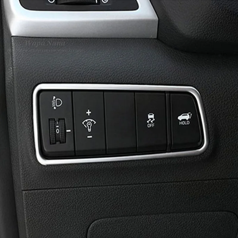 

For Hyundai Tucson 2015 2016 Stainless Steel Headlight Lamp Switch Button Frame Cover Interior Trims 1pcs