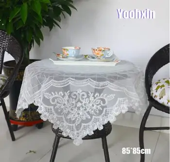 

Hot square transparent Tablecloth embroidered lace dining tea coffee Table Cover cloth mantel nappe Christmas Wedding Decor