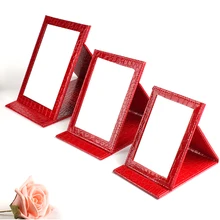 3 different colors & size Alligator Pattern Portable Foldable Makeup Mirror with PU Leather Cosmetic Mirror Women Beauty