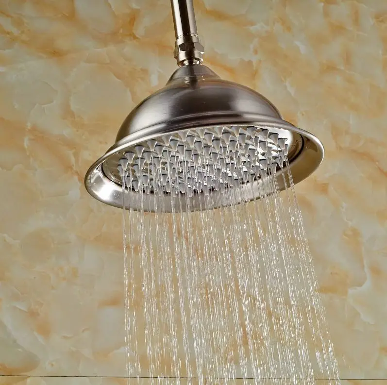 ФОТО Ceiling Mounted Brushed Nickle Shower Head With Arm Bathroom Shower Fittings