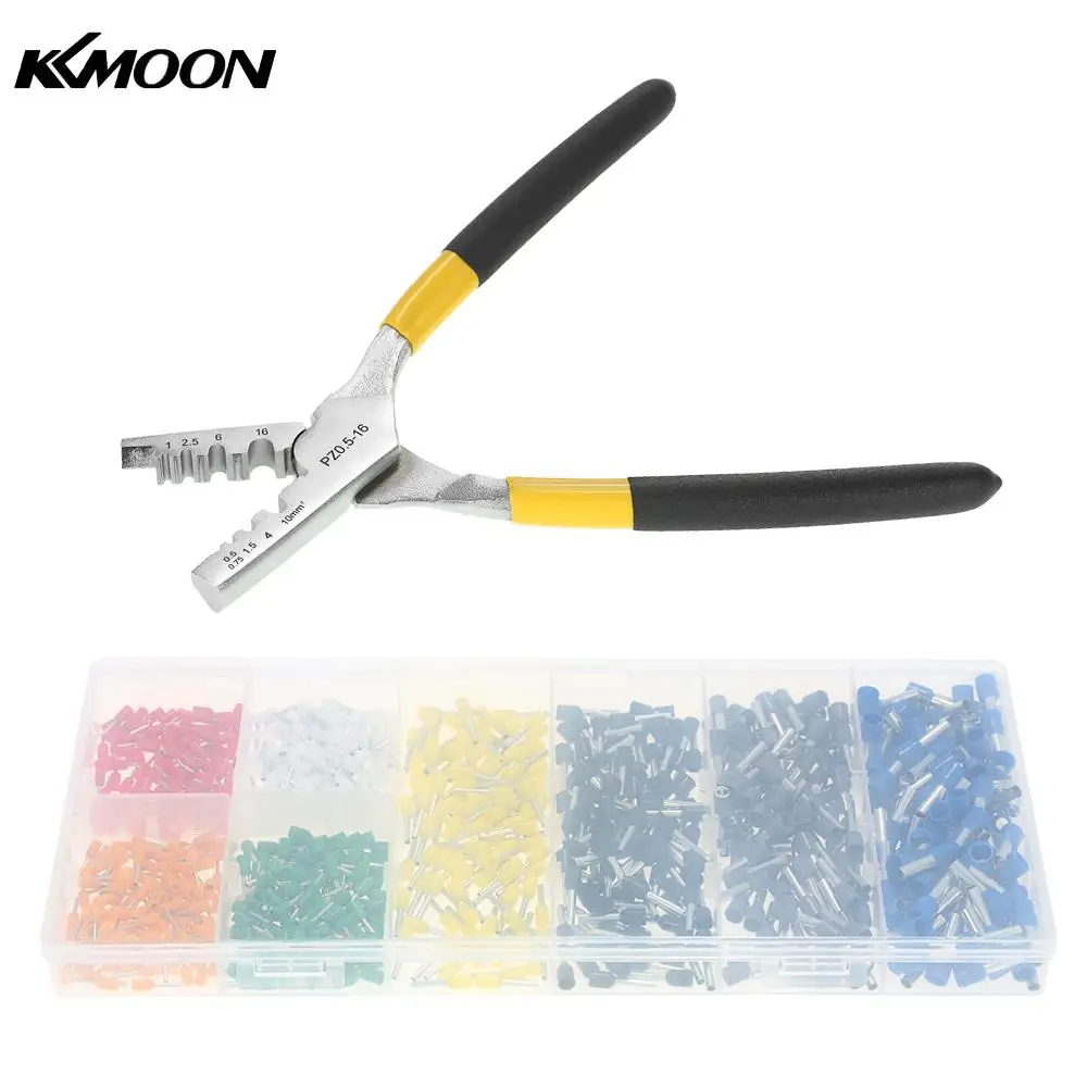 

Professional Cable Wire Crimper Crimping Pliers Tool 0.5-16mm + 800pcs Copper Insulated Cord Pin Cable End Sleeves