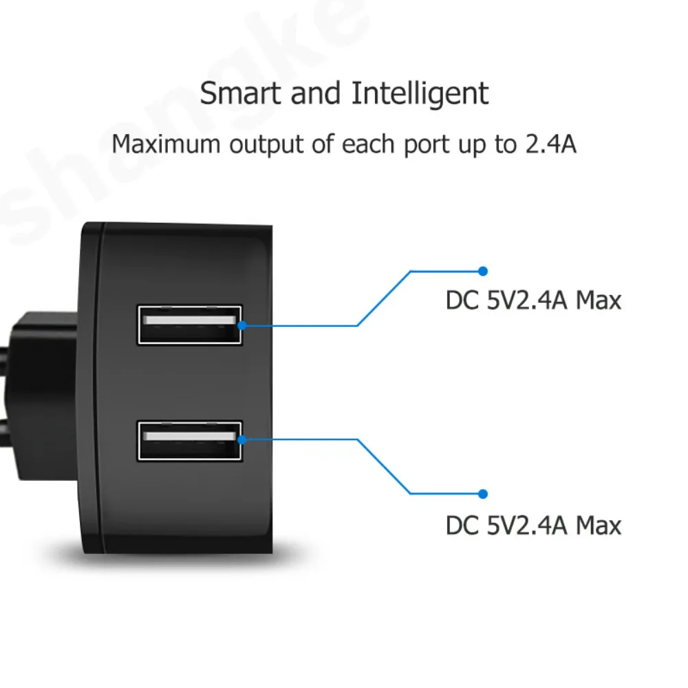 Двойной Быстрая зарядка для мобильных телефонов через USB Зарядное устройство 5V 2.4A 2 Порты и разъёмы Быстрая зарядка EU/US/UK розетки Зарядное устройство адаптер с 2.4A 3-в-1 кабель для быстрой зарядки