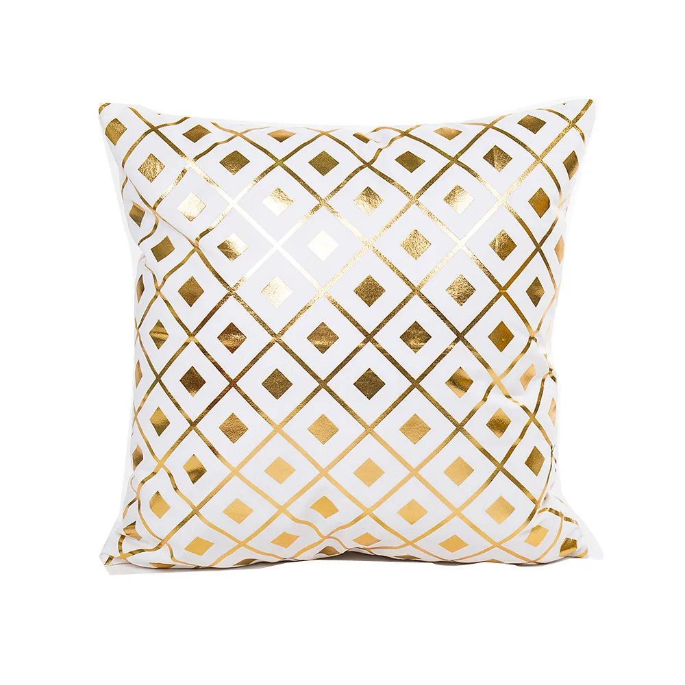 Золотая подушка из фольги, полиэстеровый чехол для дивана, поясная квадратная наволочка для подушки, домашний декор, простой геометрический нетканый чехол для подушки