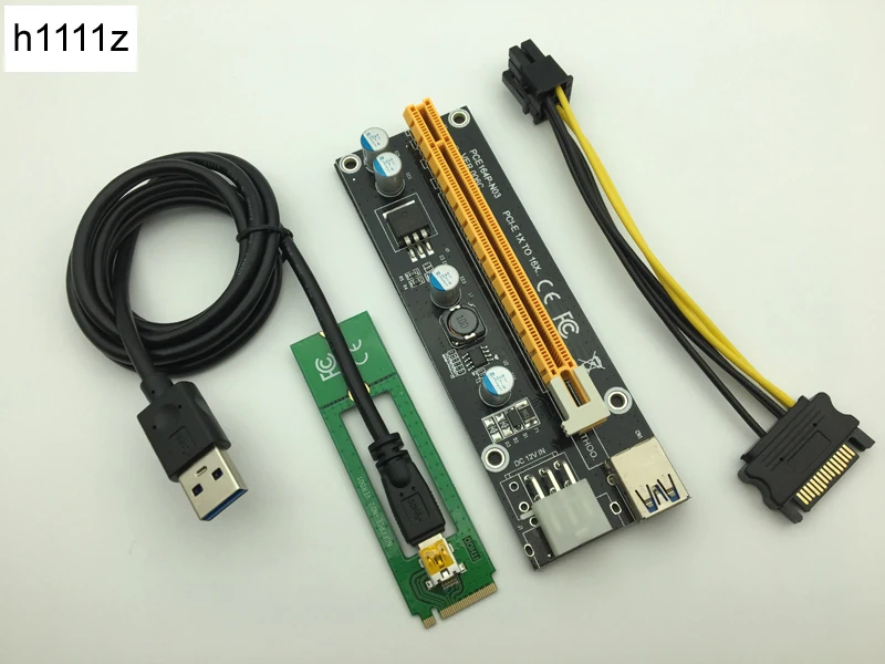 Новый Riser Mini PCI E Express Card 1x к 16x USB 3 0 кабель для передачи данных SATA 6Pin источник