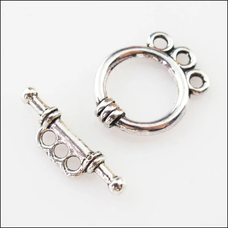 

8Sets Tibetan Silver Smooth Round Circle Bracelet Toggle Clasps Connectors