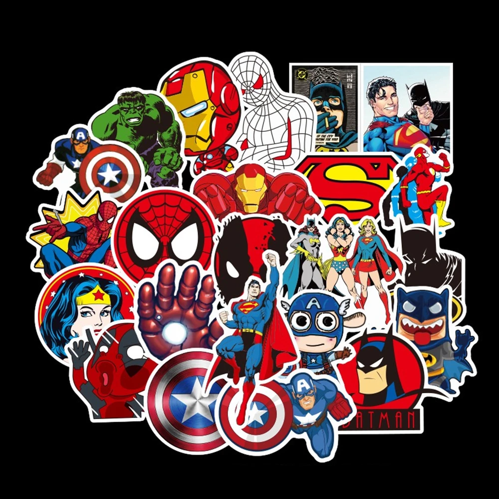 50 Pcs Super Hero Stickers Marvel Sticker Skateboard Motorcycle Luggage Stickers For Laptop Set Pvc Waterproof Superhero Sickers