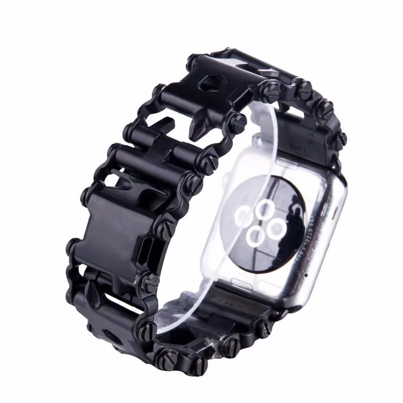 Ремешок для Apple Watch 4, 3, 2, металлический, нержавеющая сталь, многофункциональный браслет для iWatch, 42 мм, 38 мм, 4 ремешка, 44 мм, 40 мм, ремешок - Цвет ремешка: black