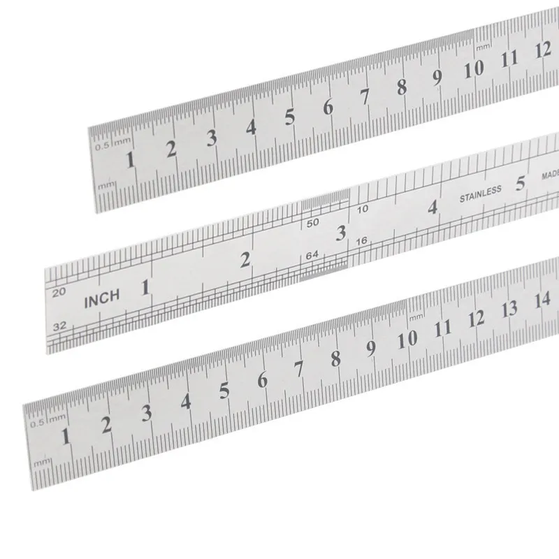 Обычно прибывает через 15-30 см двойной боковой Нержавеющая сталь прямая Линейка, измерительный инструмент для студенческие канцелярские принадлежности для шитья