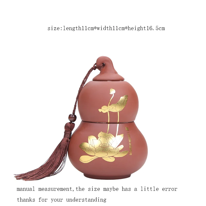 Günstige Yixing Lila Ton Tee Vorratsglas Hand Gemalt Kürbis Form Doppelschicht Dichtung Caddy Kanister Kaffeebohnen Caddies Kunst Dekoration