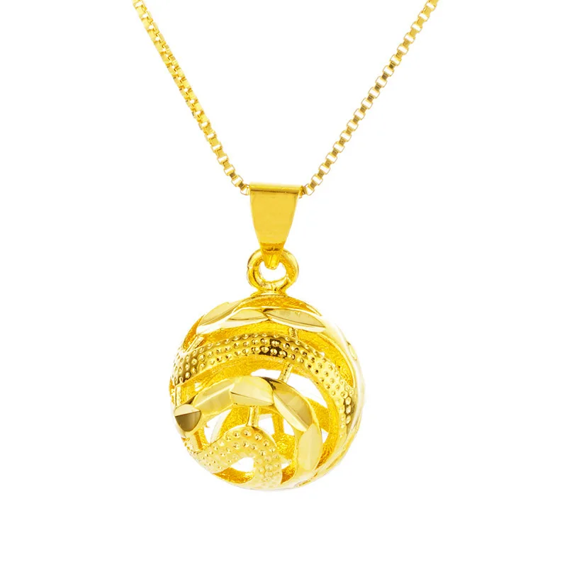 Vintage Dubai 24K Gold Cutout Lantern Pendant Round Ball Pendant& Necklaces for women Accessories(without chain