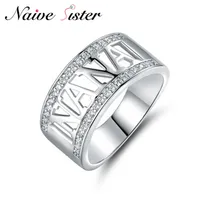 

European Hot Sale Silver Color Letter NANA Ring for Women Female Bike Rings Mothers Grandma Christmas Gifts Jewelry Black CZ