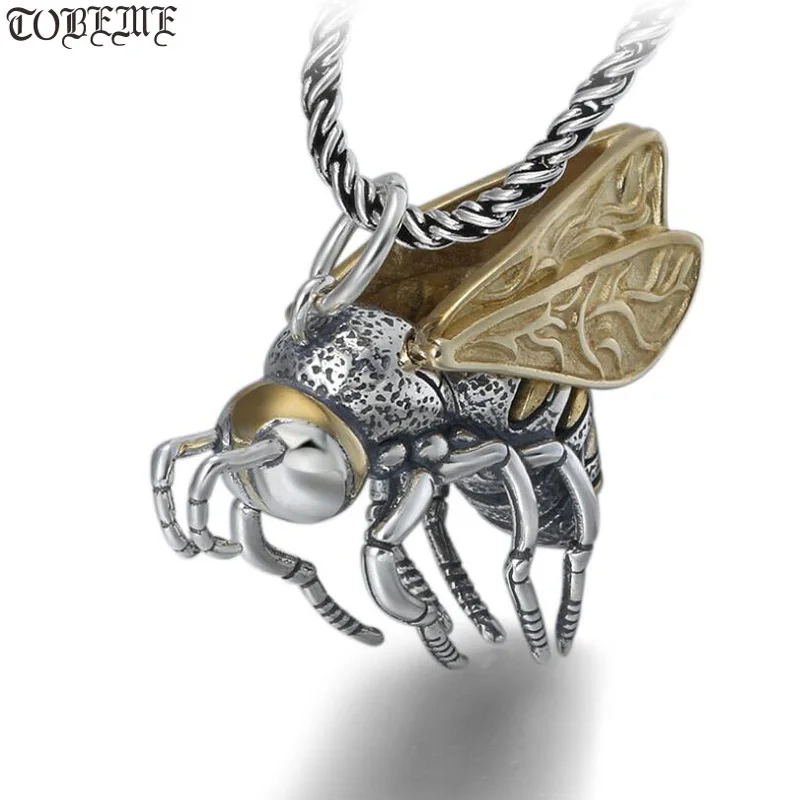 Real 925 Silver Bee Pendant Necklace 