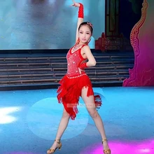 Латинская юбка для девочек высокого качества на заказ профессиональный кисточкой костюм для румбы детей бахрома соревнований танцевальное платье для латинских танцев