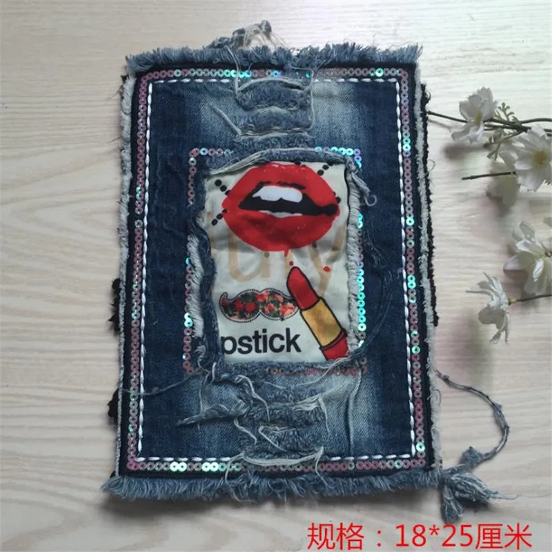 Модные цветочные нашивки 25 см красные губы логотип suquins Diy Женская Вышивка