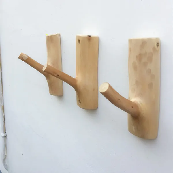 Cypress fork hook wood wall hanger creative pastoral simplicity wood coat rack hanger Mural Wallets nastennaya Wallets wall hooks (3)