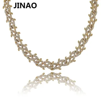 

JINAO Hip Hop Jewelry Cuban Chain Iced Out Chain Bling Cubic Zircon brambles Necklace Man Women Gift