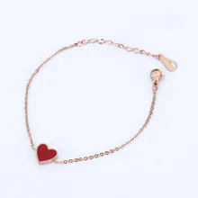 Oro rosa de color de doble cara rojo/Negro corazón pulsera mujer pulseira feminina, brazaletes pulseras lindas para las mujeres joyeria
