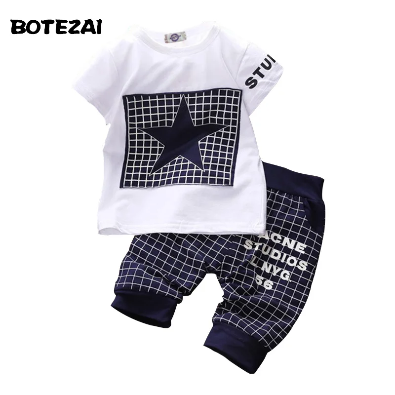 

Baby boy clothes 2016 Brand summer kids clothes sets t-shirt+pants suit clothing set Star Printed Clothes newborn sport suits