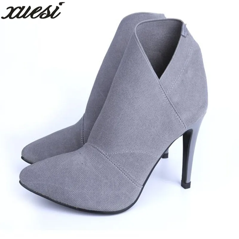 

Hot Sale Europe And America Pointed Toe High-Heeled Women's Boots Autumn Winter Fitted Women FemaleBoots Ankle Boots For Women