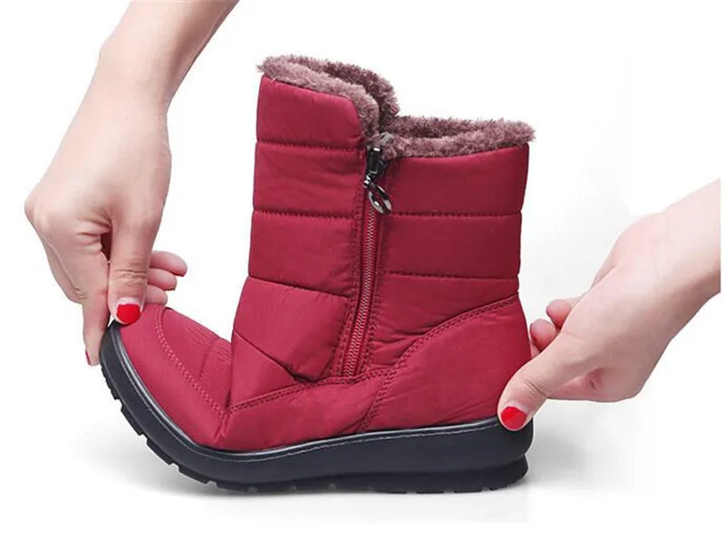 TIMETANG/женские зимние ботинки; Новое поступление; зимняя обувь из толстого плюша; высококачественные водонепроницаемые ботинки до середины икры; модная женская обувь на молнии; E236