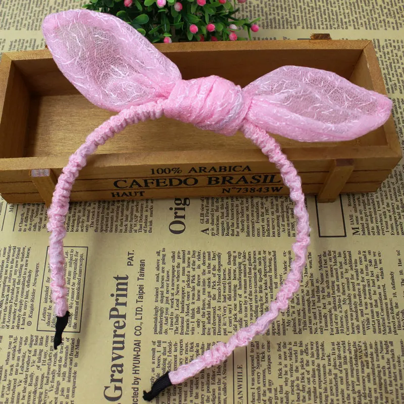 (KAKU0036)2015 New 7 Colors Girls Hair Bands Hair Holders High Level Lace  Rabbit Ears Accessories Fashion Super Free Shipping