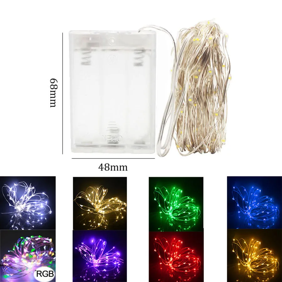 

2M 3M 4M 5M 10M Battery Operated LED String Lights Xmas Garland Party Wedding Holiday Decoration Christmas Tree Fairy Lights RGB