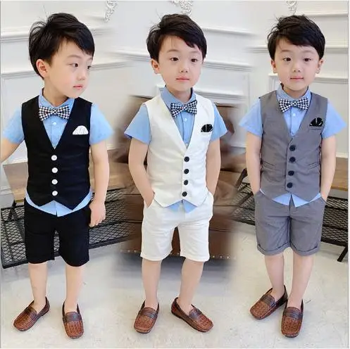 

Summer Formal Boys Suits Blazers Clothes Suits For Wedding Formal Party Baby Vest Pants Kids Boy Outerwear