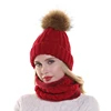 2022 Womens Hat With Scarf Warm Fleece Inside Beanie Girls Winter Cap For Women Real Mink Fur Pompom Hat Female Knitted Caps ► Photo 2/6