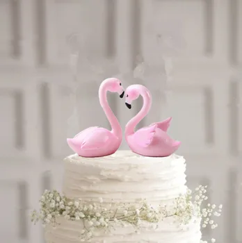 

Love Bird Pink Flamingos Wedding Cake Topper Wedding Party Cake Decorations topo de bolo casamento with free shipping