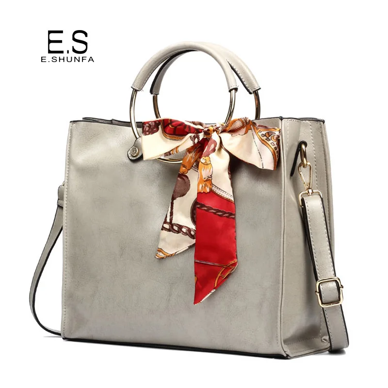 Elegant Ladies Shoulder Bags 2018 New Design Casual Shoulder Bag With Bow Fashion PU Leather Handbag Women Bag Black Brown Gray