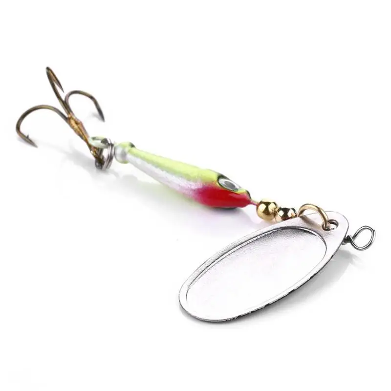 rotating Spinner Bait Sequin Fish Shape Fishing Lure Bionic Artificial Bait Metal Spoon with Treble Hook