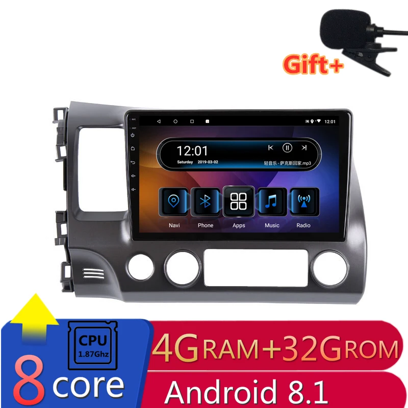 

10.1" 4G RAM 8 cores Android Car DVD GPS Navigation For Honda Civic 2004 2005 2006 to 2009 audio stereo car radio headunit