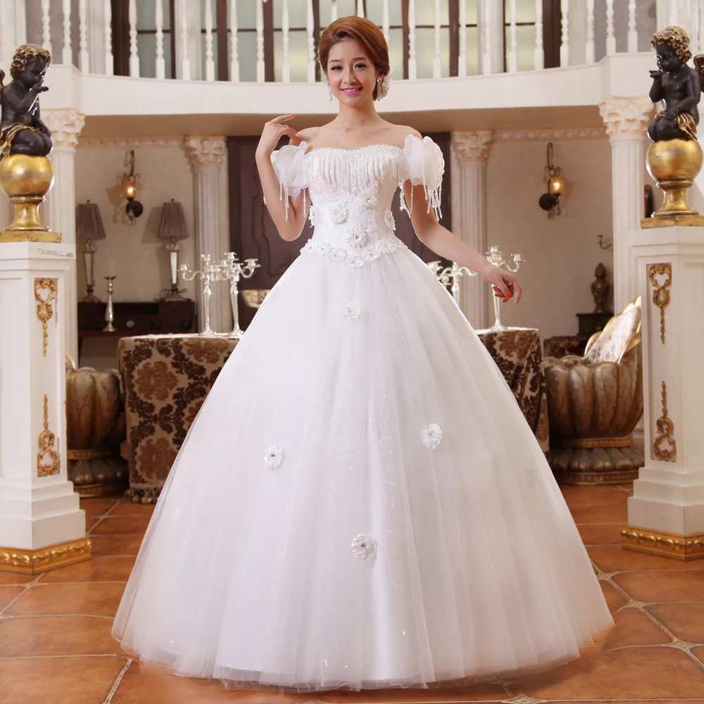 Elegant Princess Cut Wedding Gown Real Pictures Customized Plus