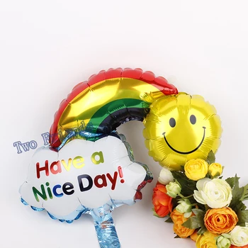 

Mini Rainbow smile foil balloons 20pcs happy birthday party decorations kids baby shower supplies globo kids toys wholesale