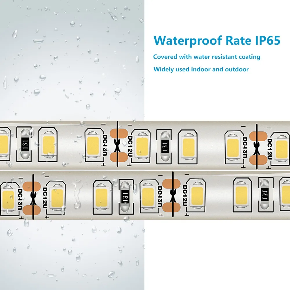 2835 SMD Природа Белый светодиодный комплект полосы света 5 M 120 светодиодный s/m DC 12 V Водонепроницаемый IP65 Светодиодная лента с светодиодный