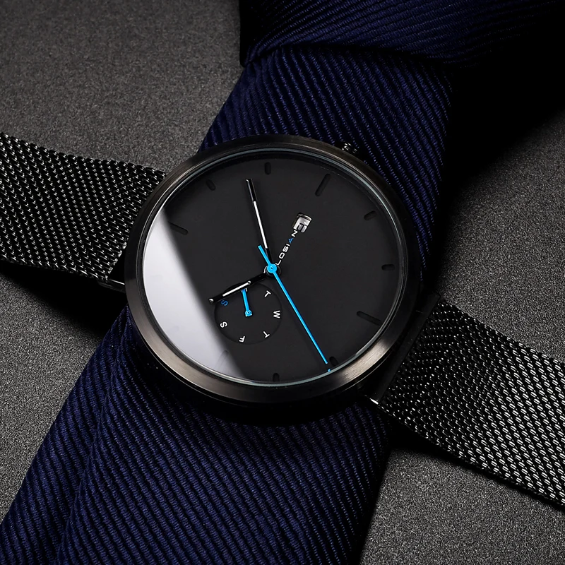 

2018 New Fashion Watch Men Waterproof Week Date Display Men Watch Stainless Steel Men Watch Black Relogio Masculino Montre