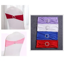 Elastic Lycra Chair Belt Elastic Spandex Chair With Ribbon Heart Buckle Suitable For Hotel Wedding Chair Streamers