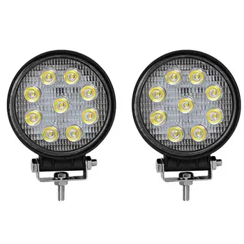 

2Pcs 4inch 27W 12V Round LED Work Light Bar Spot Flood Off-road Driving Fog Lamp