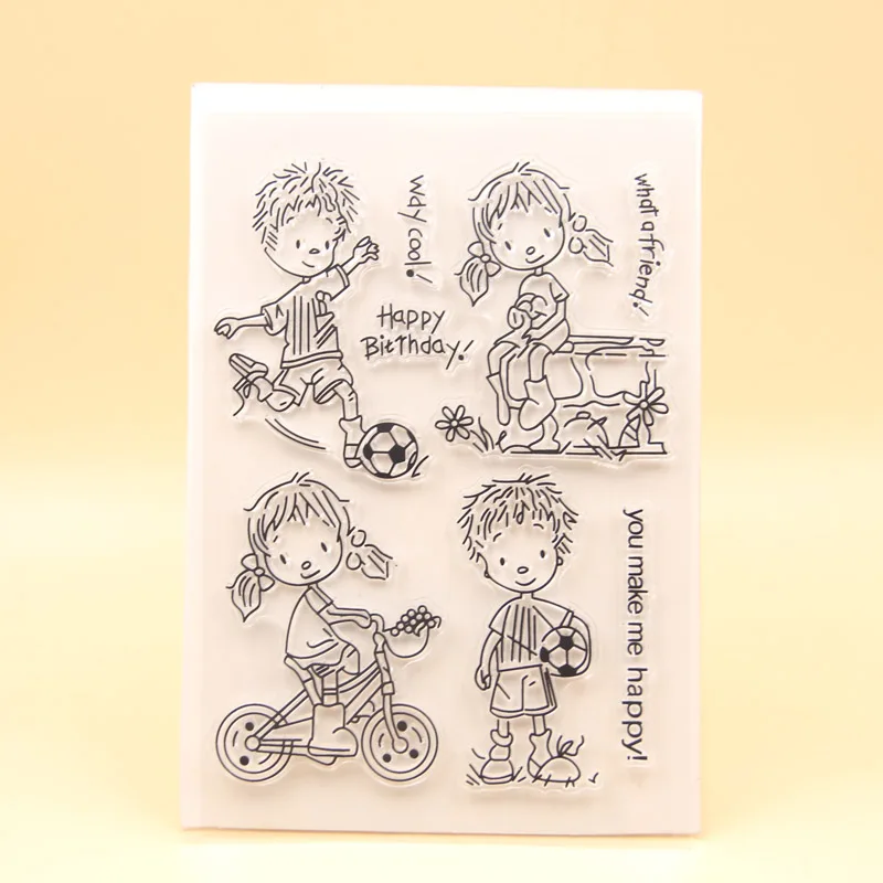 

KLJUYP Football boy Clear Stamps Scrapbook Paper Craft Clear stamp scrapbooking