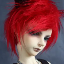 BJD кукла парик с мехом Красные Короткие Волосы Черные кошачьи уши парики для 1/3 1/4 BJD DD SD MDD MSD кукла с кукольным мехом парики куклы