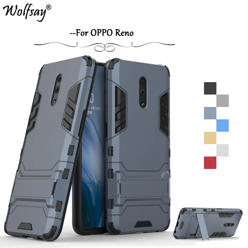 OPPO Reno Case Luxury Robot Armor Rubber Silicone Slim Hard PC Phone Bumper Case For OPPO Reno Cover OPPO Reno Kickstand Fundas