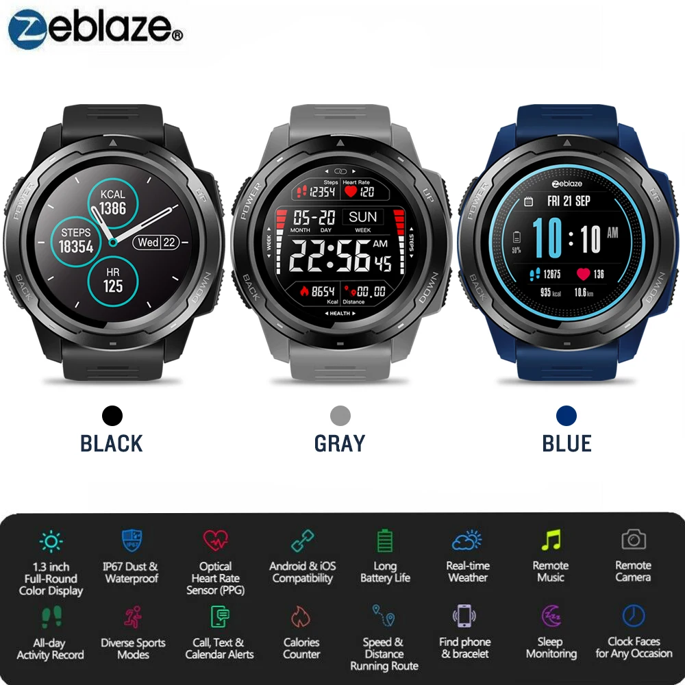 Zeblaze VIBE 5 HR Спортивные Bluetooth умные часы монитор сердечного ритма шагомер цифровые
