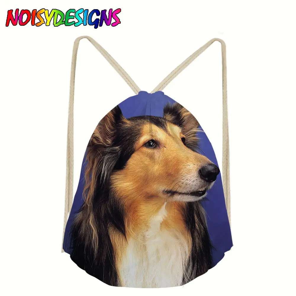 Border Collie Печать Drawstring сумка рюкзак тянуть веревку холст мешок школы для девочек и мальчиков Mochila Путешествия хранения посылка