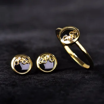 

Simple Ceramic jewelry Sets Stud Earrings Rings Joias Ouro Small Cute Aretes Thin Finger Ring Aros Zircon Keramik Bijouterie
