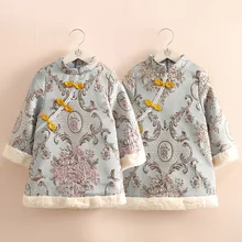 Зимний чеонгам для девочек, год, год, 2, 3, 4, 6, От 8 до 10 лет, вышивка в этническом китайском стиле, Tang, плотные платья для маленьких девочек
